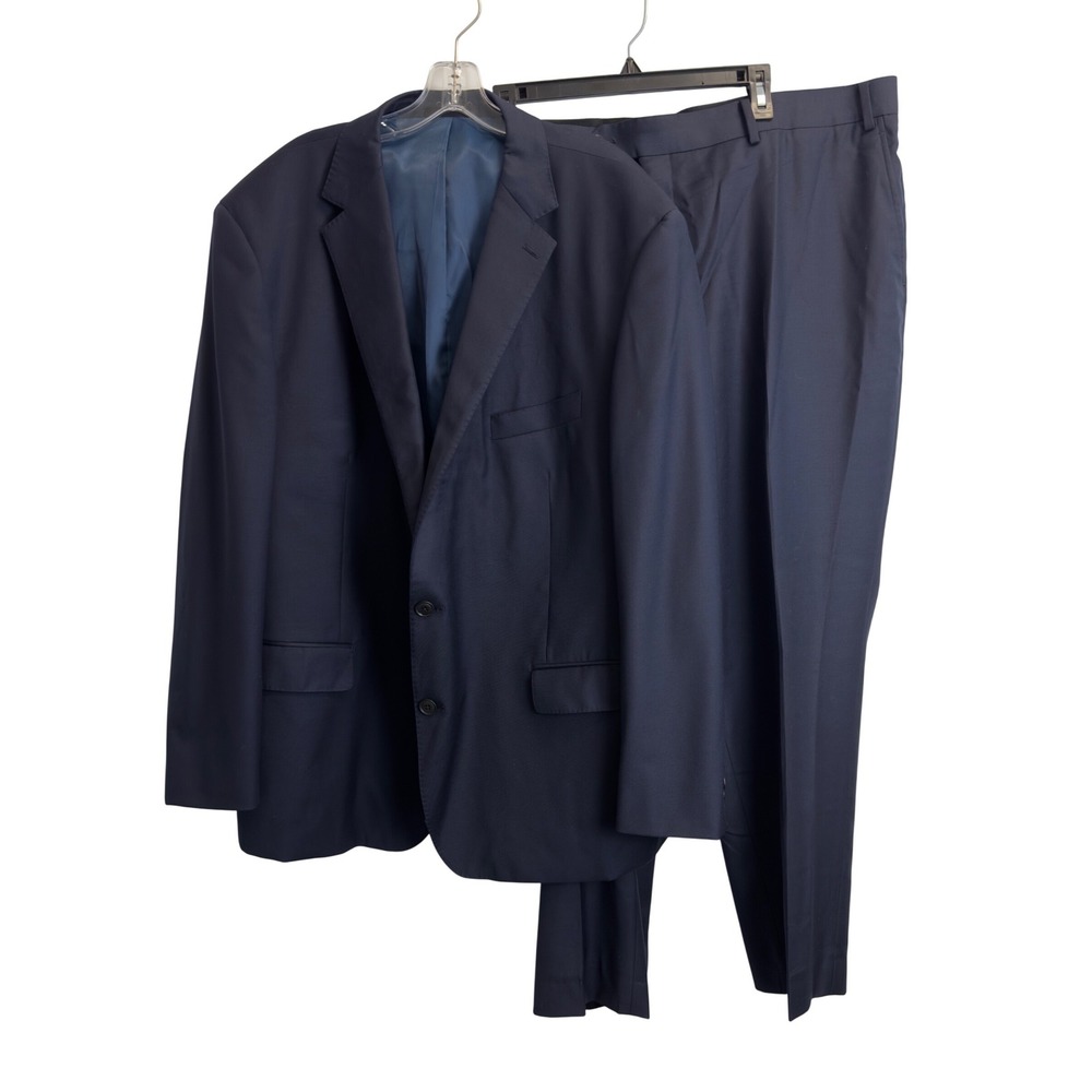 Paul Betenly Mens Navy Blue Two Button Two Piece Suit Blazer 52R Trousers 46X30